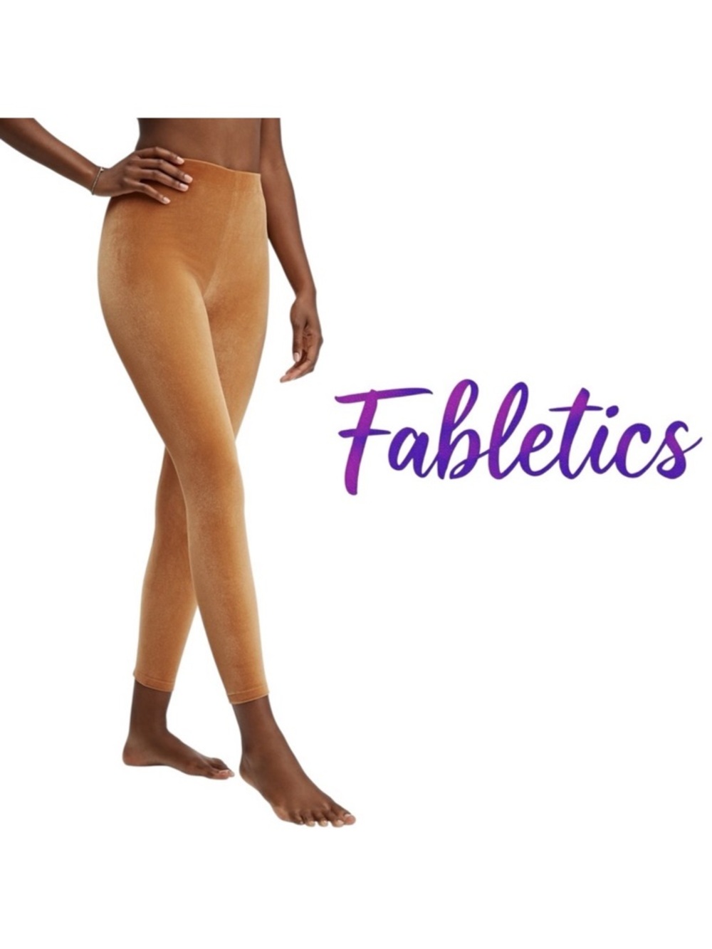Fabletics Emma Velour High Waist Yoga Leggings Light Honey Size Medium